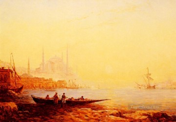 Boat Painting - Constantinople boat Barbizon Felix Ziem seascape